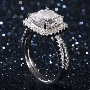 💍 925 Silver Luxury Princess Cut CZ Wedding Couple Ring, FB16FA1030